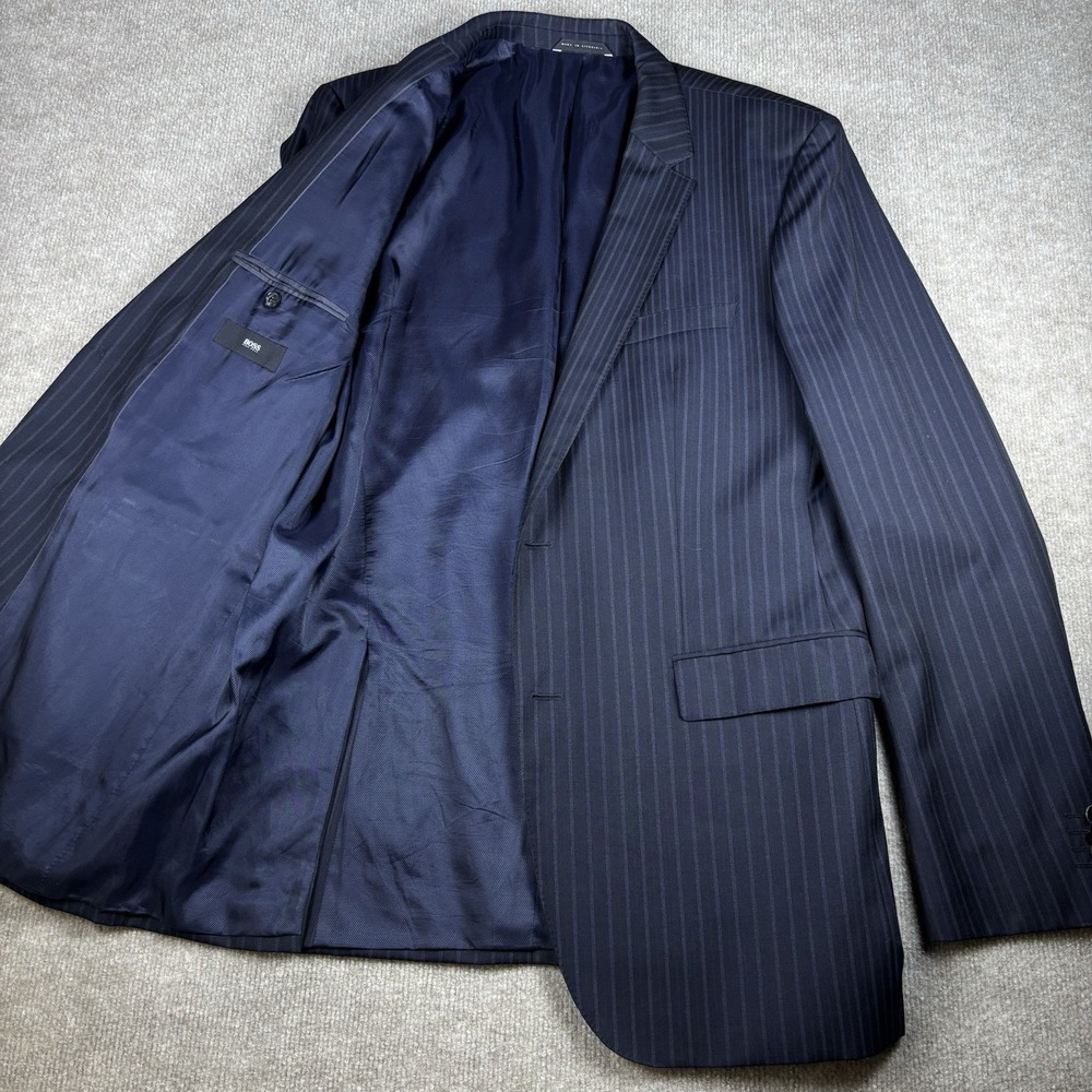 Hugo Boss The James4 Sharp6 Navy Pinstripe Wool Suit Jacket Blazer 44L